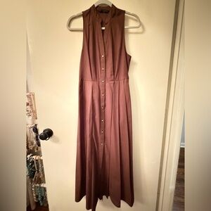 Zara brown button up Midi Dress